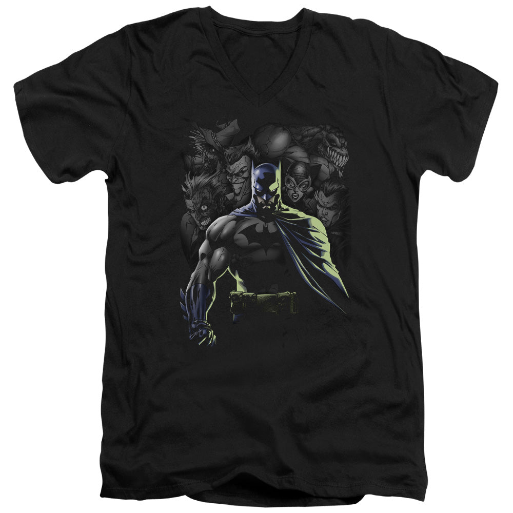 AN OFFCIALLY LICENSED BATMAN VILLAINS UNLEASHED MEN'S V-NECK T-SHIRT BLACK