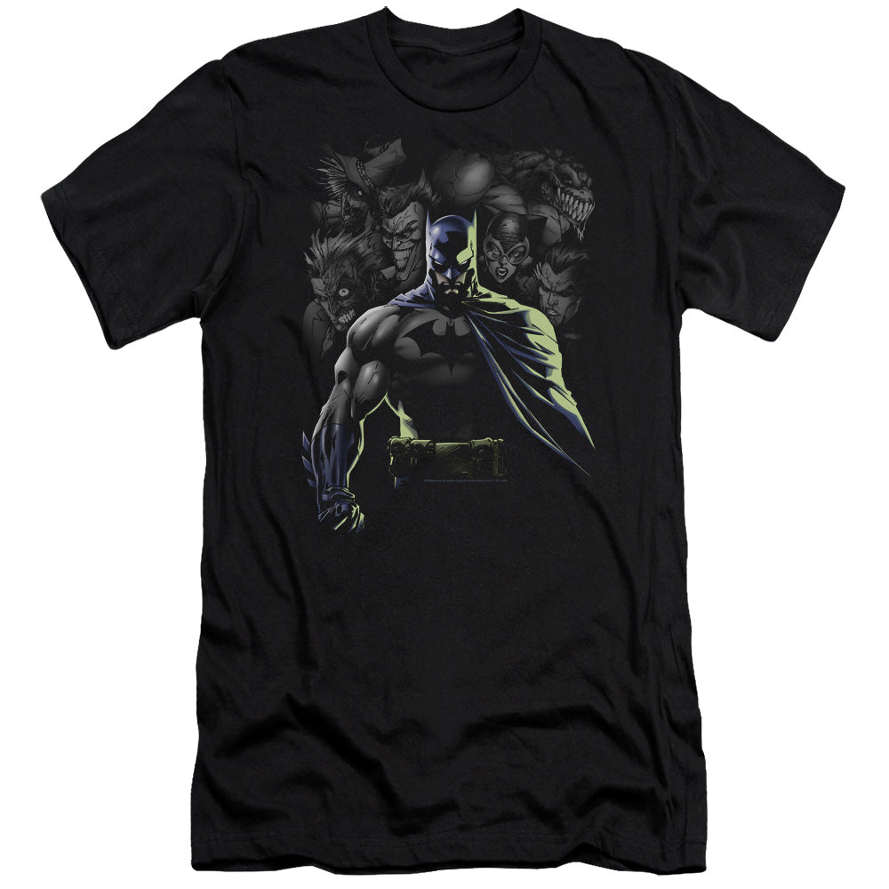 AN OFFCIALLY LICENSED BATMAN VILLAINS UNLEASHED MEN'S PREMIUM SLIM FIT T-SHIRT BLACK
