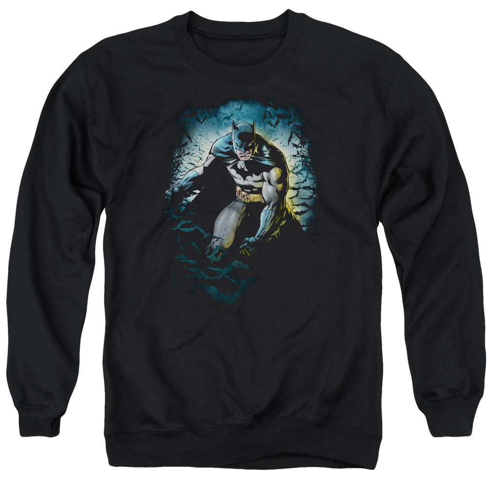 AN OFFCIALLY LICENSED BATMAN BAT CAVE ADULT UNISEX CREWNECK SWEATSHIRT BLACK