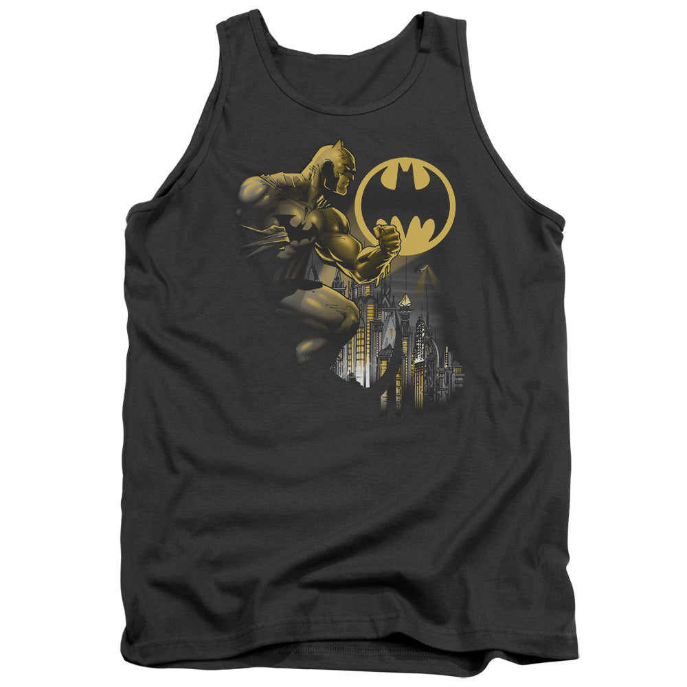 AN OFFCIALLY LICENSED BATMAN BAT SIGNAL ADULT UNISEX TANK TOP CHARCOAL