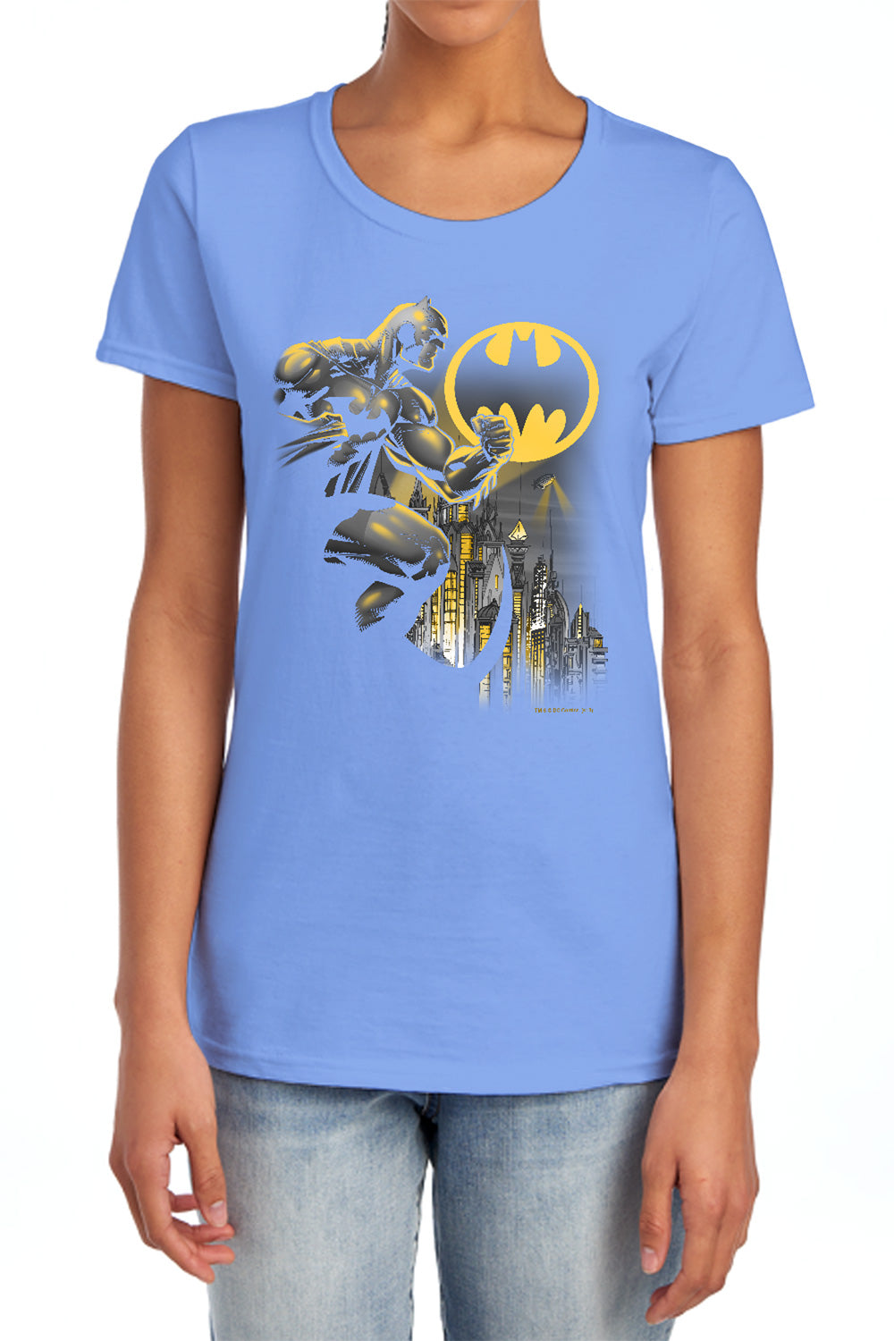AN OFFCIALLY LICENSED BATMAN BAT SIGNAL WOMEN'S REGULAR FIT T-SHIRT CHARCOAL