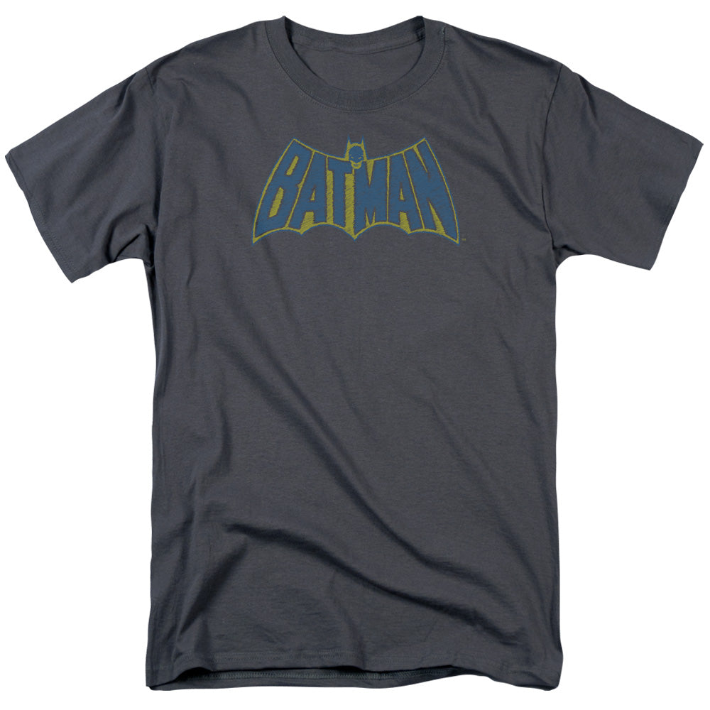 AN OFFCIALLY LICENSED BATMAN SKETCH LOGO MEN'S REGULAR FIT T-SHIRT CHARCOAL