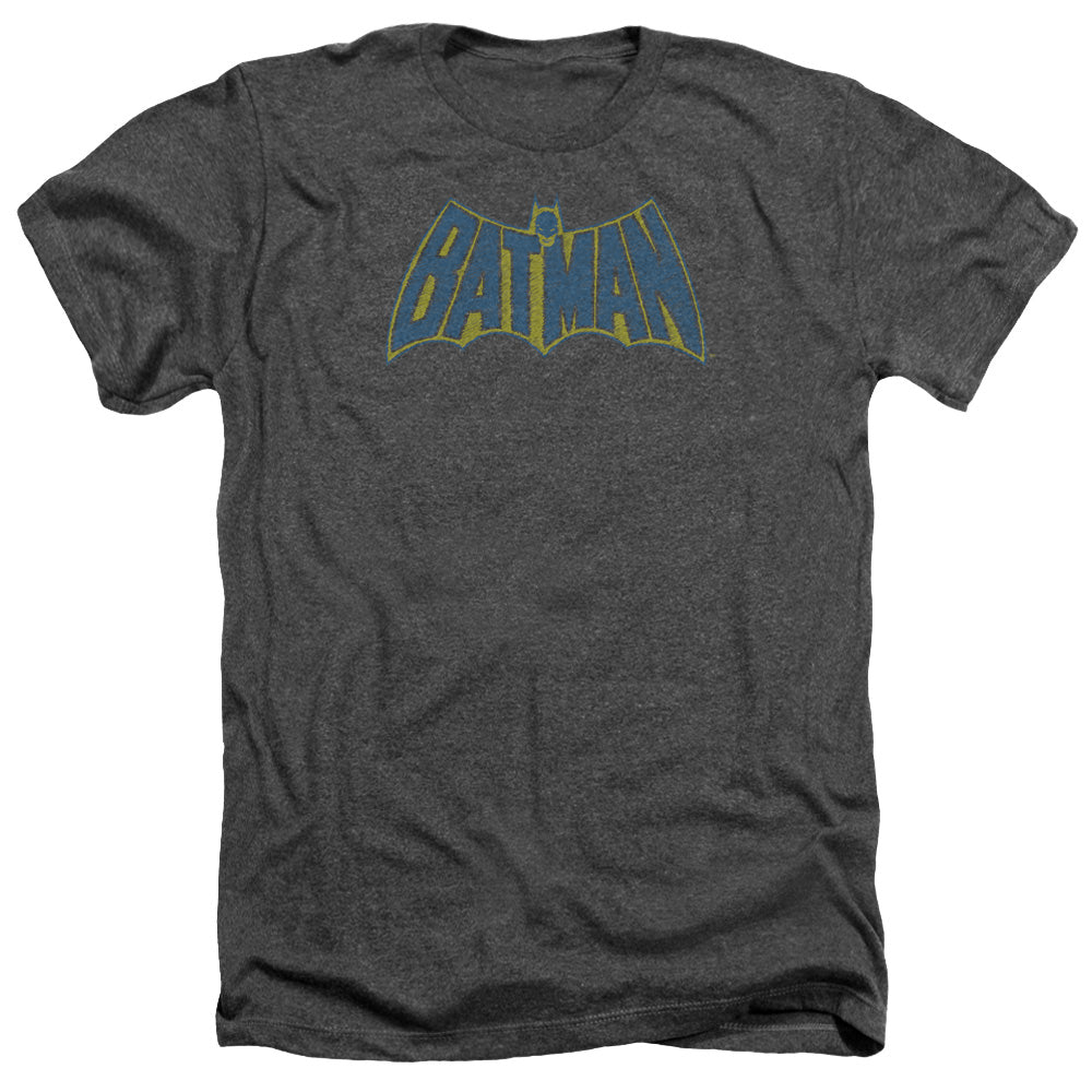 AN OFFCIALLY LICENSED BATMAN SKETCH LOGO MEN'S HEATHER T-SHIRT CHARCOAL