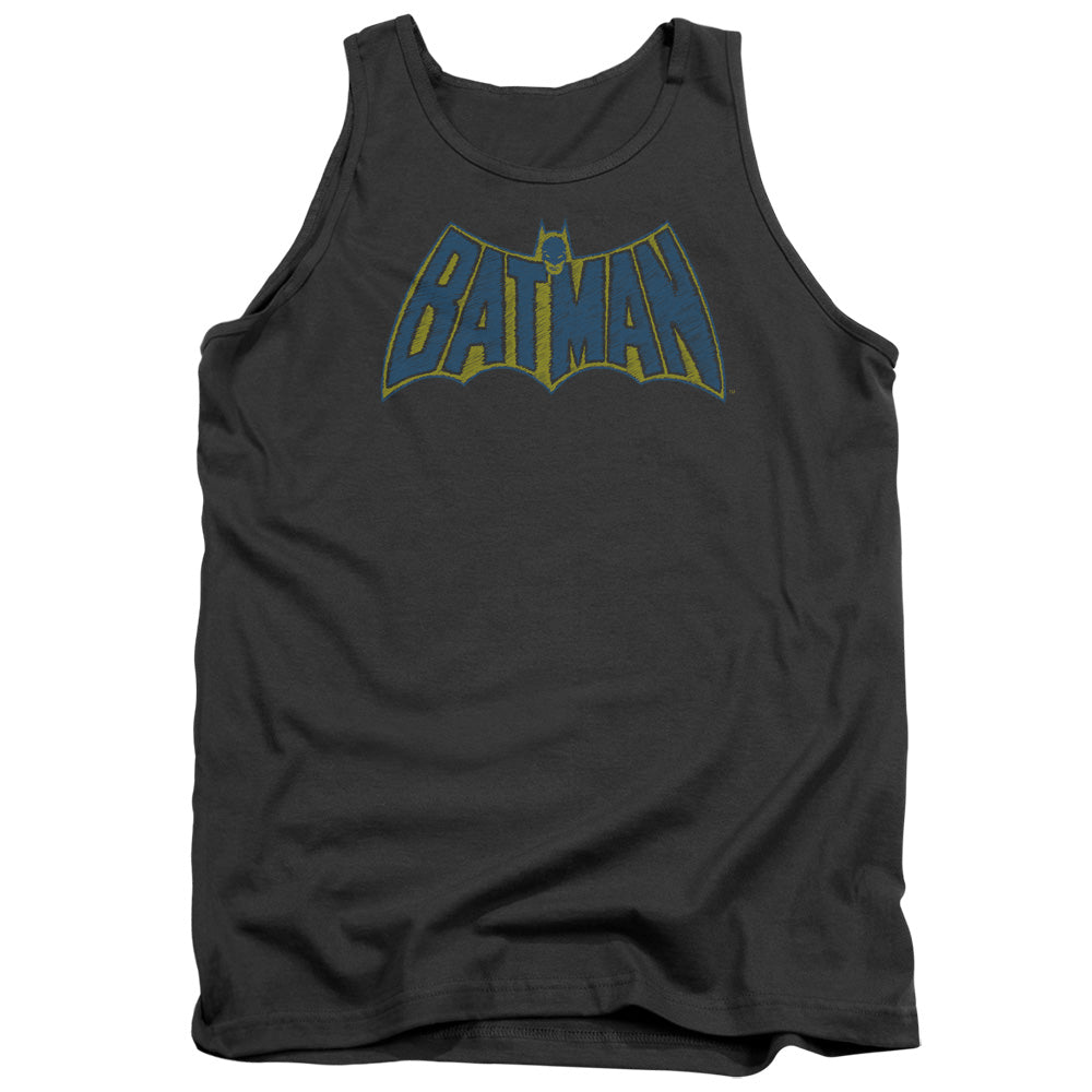 AN OFFCIALLY LICENSED BATMAN SKETCH LOGO ADULT UNISEX TANK TOP CHARCOAL