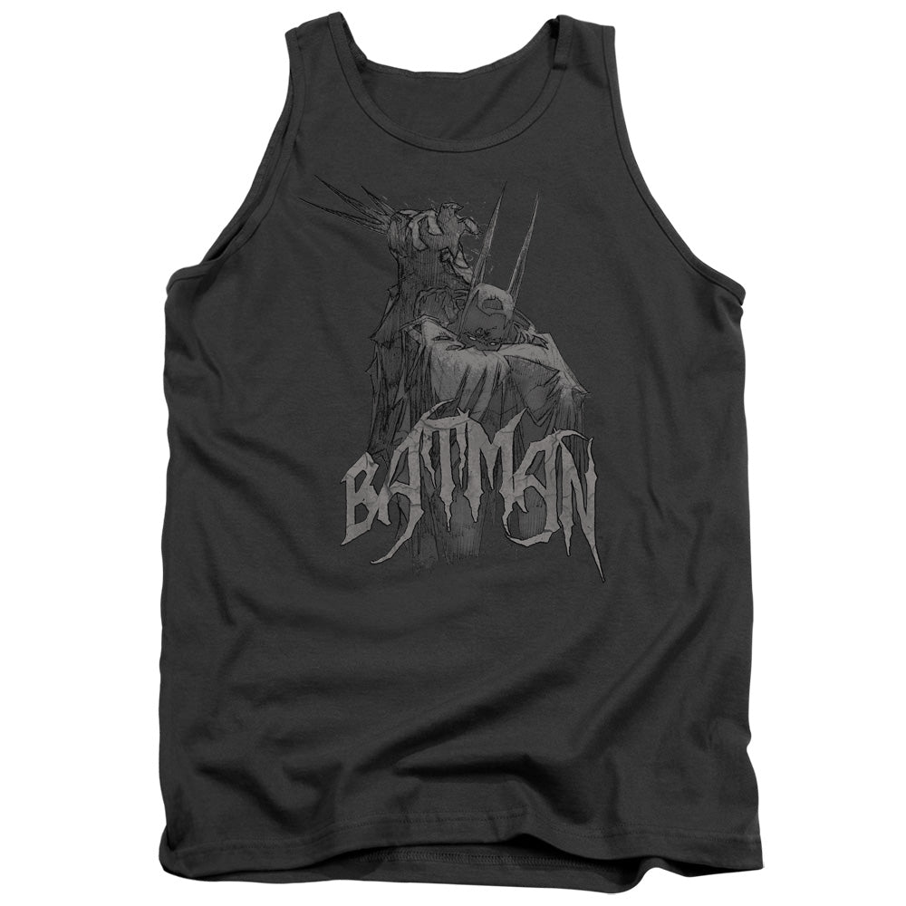AN OFFCIALLY LICENSED BATMAN SCARY RIGHT HAND ADULT UNISEX TANK TOP CHARCOAL