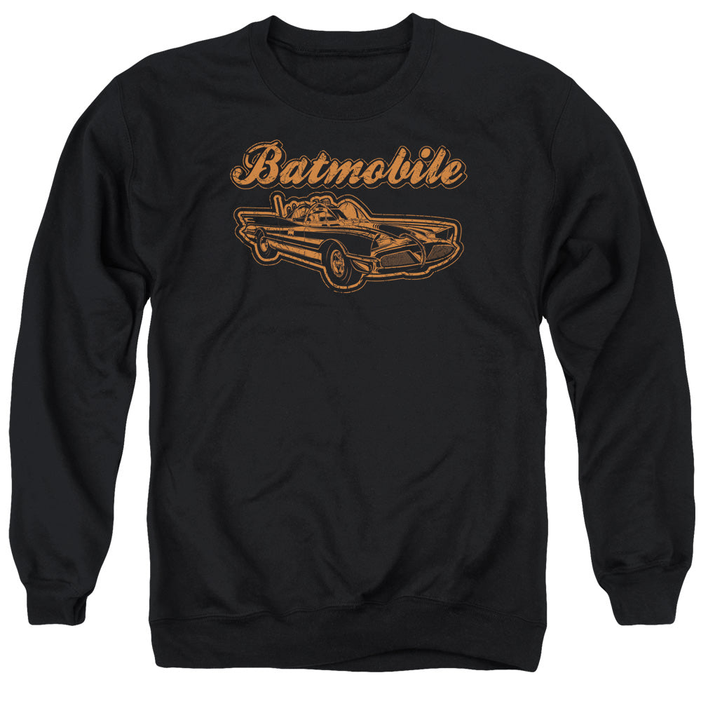 AN OFFCIALLY LICENSED BATMAN BATMOBILE ADULT UNISEX CREWNECK SWEATSHIRT BLACK