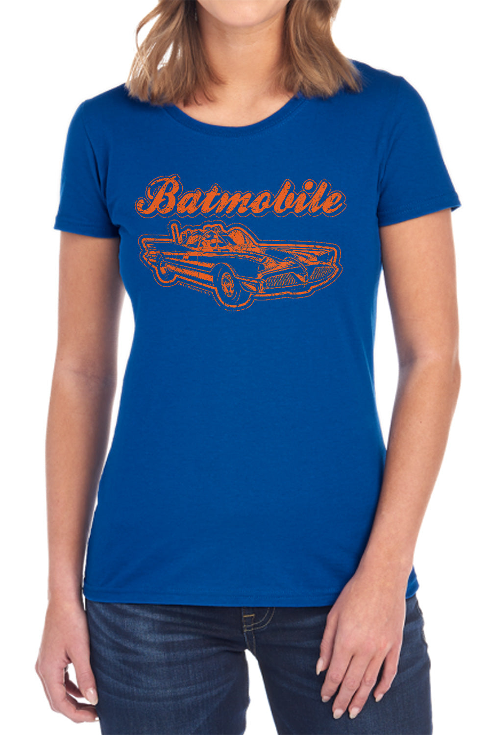 AN OFFCIALLY LICENSED BATMAN BATMOBILE WOMEN'S REGULAR FIT T-SHIRT BLACK