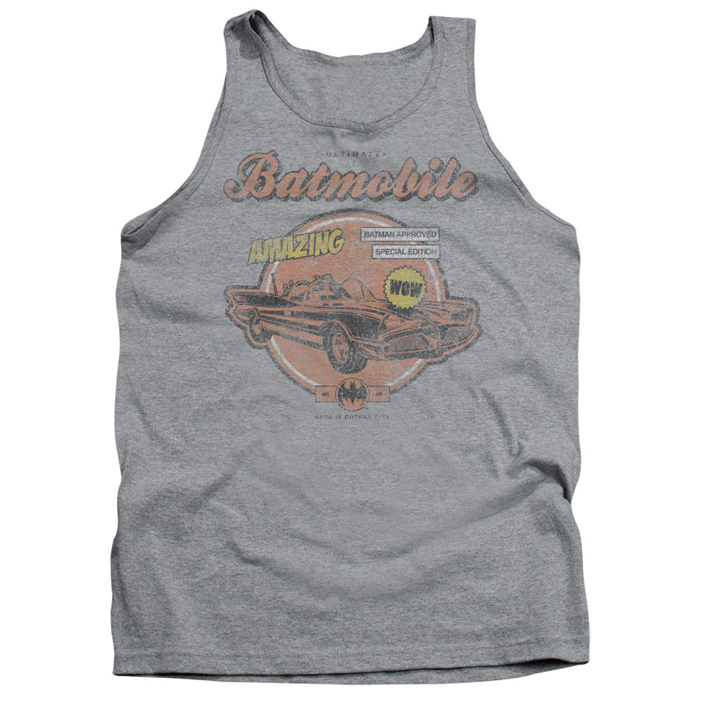 AN OFFCIALLY LICENSED BATMAN AMAZING BATMOBILE ADULT UNISEX TANK TOP ATHLETIC HEATHER