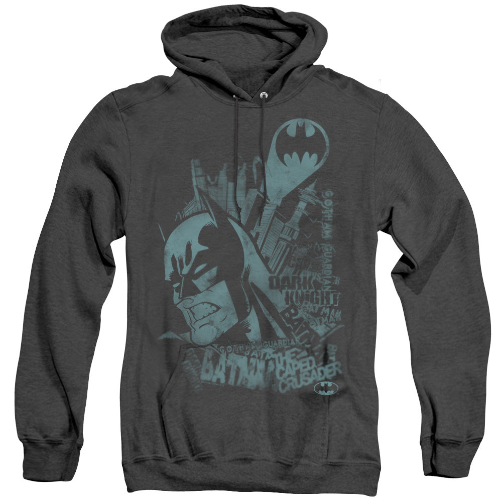 AN OFFCIALLY LICENSED BATMAN GRITTED TEETH ADULT UNISEX HEATHER PULLOVER HOODIE BLACK