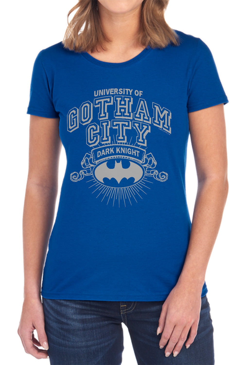 AN OFFCIALLY LICENSED BATMAN UNIVERSITY OF GOTHAM WOMEN'S REGULAR FIT T-SHIRT BLACK