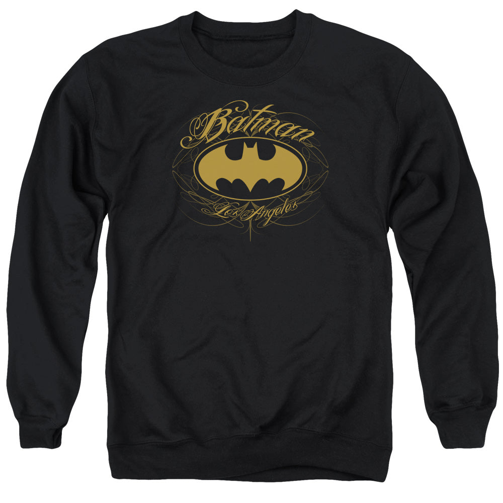 AN OFFCIALLY LICENSED BATMAN BATMAN LA ADULT UNISEX CREWNECK SWEATSHIRT BLACK