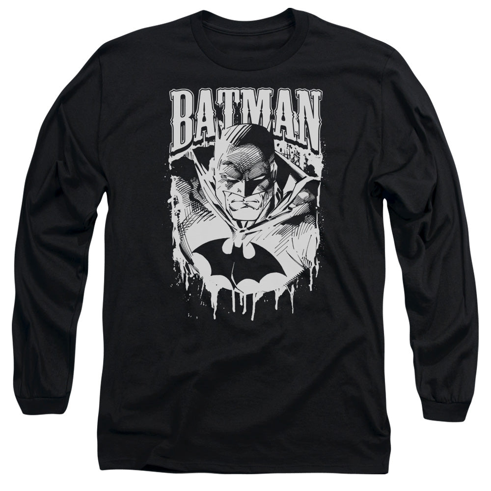 AN OFFCIALLY LICENSED BATMAN BAT METAL MEN'S LONG SLEEVE T-SHIRT BLACK