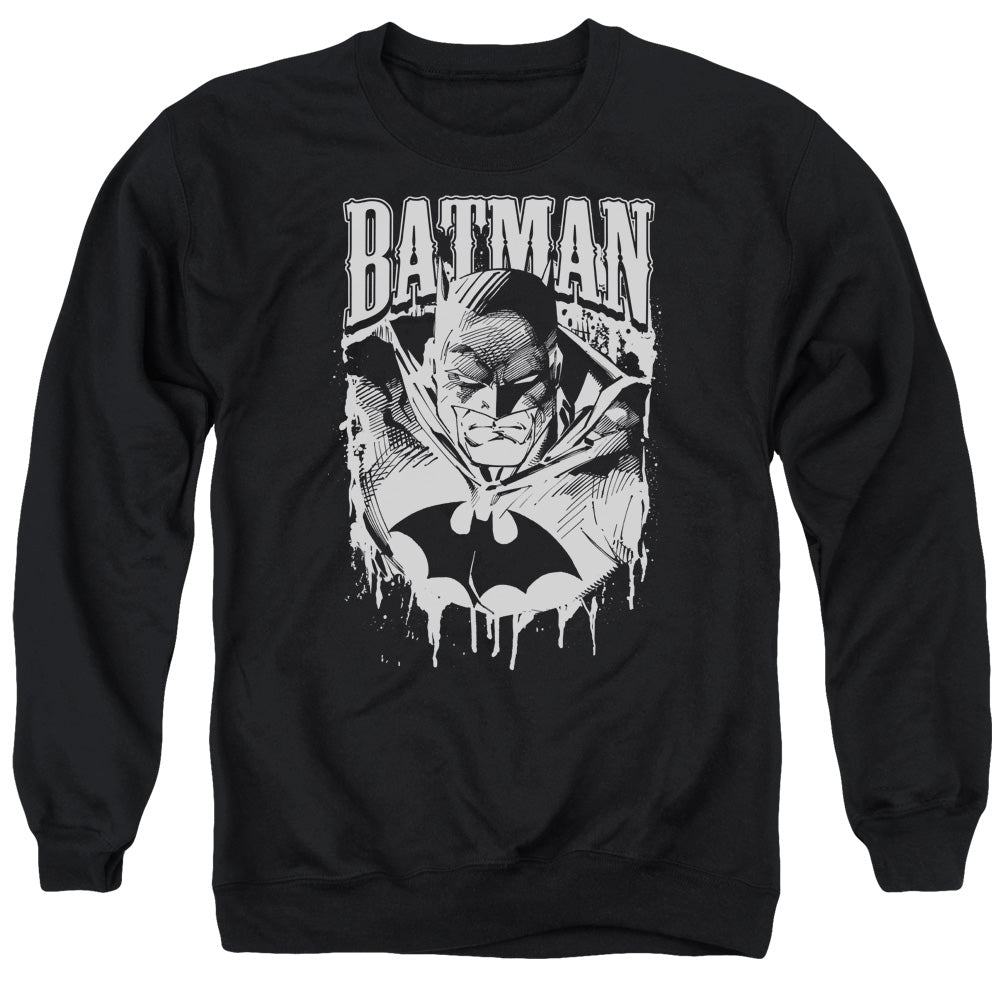 AN OFFCIALLY LICENSED BATMAN BAT METAL ADULT UNISEX CREWNECK SWEATSHIRT BLACK