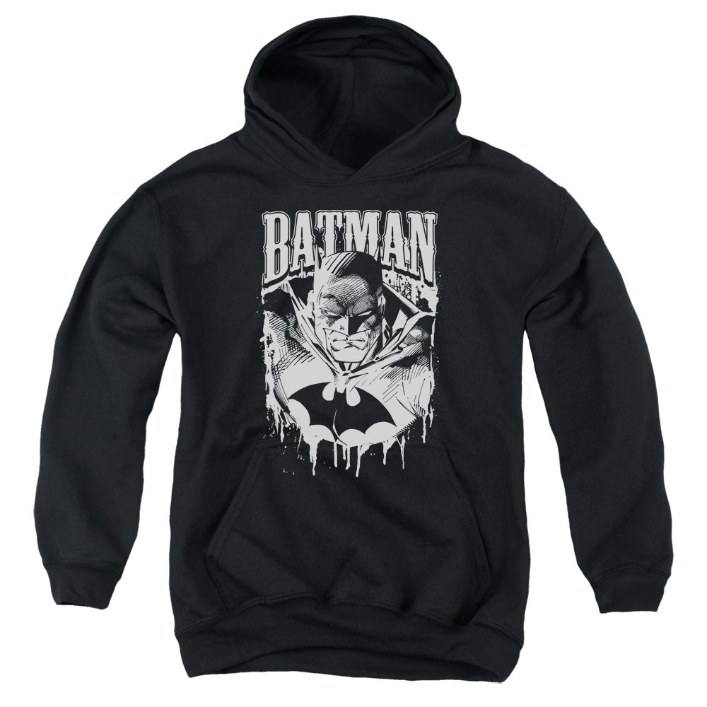 AN OFFCIALLY LICENSED BATMAN BAT METAL YOUTH HOODIE BLACK