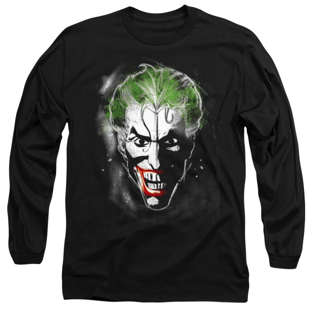 AN OFFCIALLY LICENSED BATMAN FACE OF MADNESS MEN'S LONG SLEEVE T-SHIRT BLACK