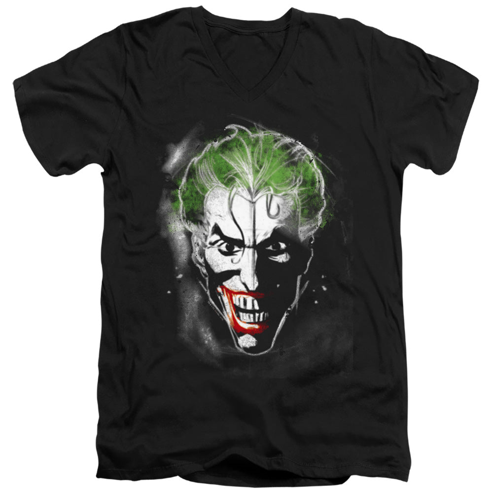 AN OFFCIALLY LICENSED BATMAN FACE OF MADNESS MEN'S V-NECK T-SHIRT BLACK