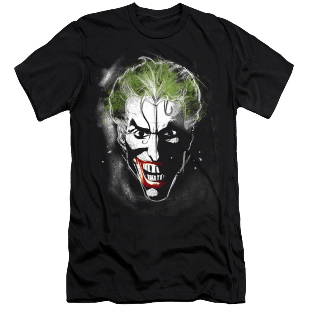 AN OFFCIALLY LICENSED BATMAN FACE OF MADNESS MEN'S PREMIUM SLIM FIT T-SHIRT BLACK