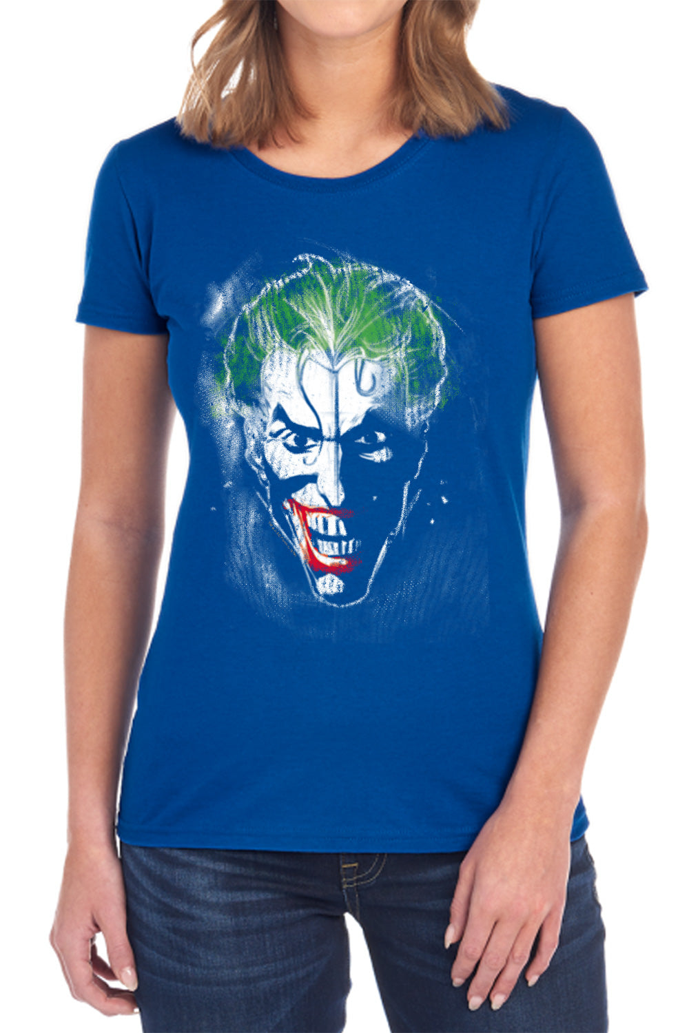 AN OFFCIALLY LICENSED BATMAN FACE OF MADNESS WOMEN'S REGULAR FIT T-SHIRT BLACK