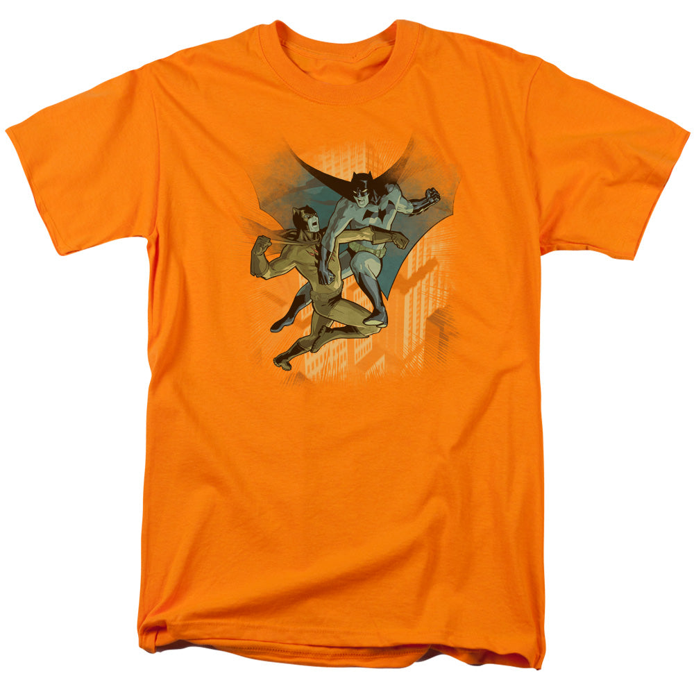 AN OFFCIALLY LICENSED BATMAN BATMAN VS CATMAN MEN'S REGULAR FIT T-SHIRT ORANGE