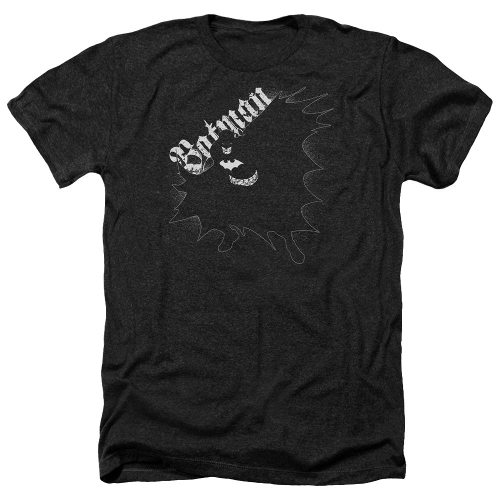 AN OFFCIALLY LICENSED BATMAN DARKNESS MEN'S HEATHER T-SHIRT CHARCOAL