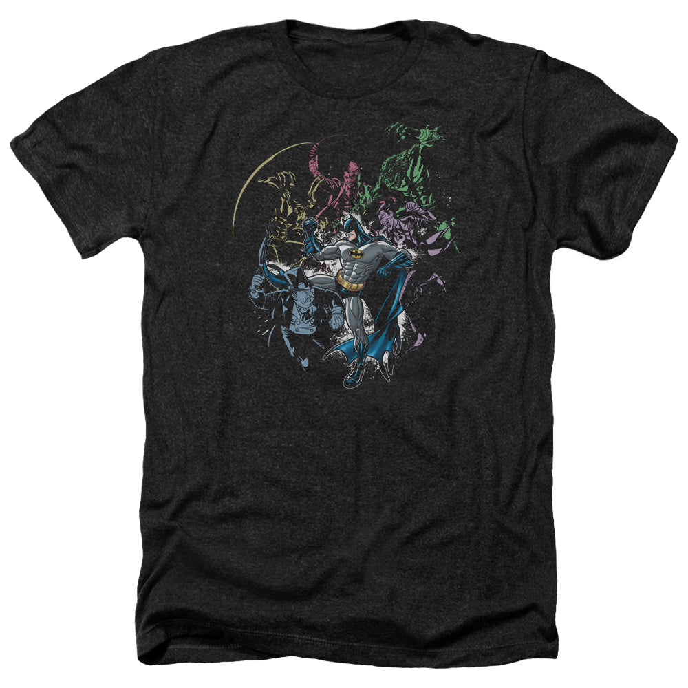 AN OFFCIALLY LICENSED BATMAN SURROUNDED MEN'S HEATHER T-SHIRT CHARCOAL