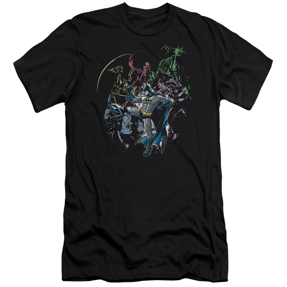 AN OFFCIALLY LICENSED BATMAN SURROUNDED MEN'S PREMIUM SLIM FIT T-SHIRT BLACK