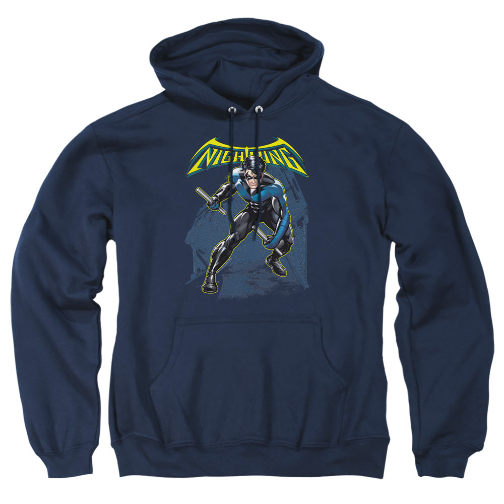 AN OFFCIALLY LICENSED BATMAN NIGHTWING ADULT UNISEX PULLOVER HOODIE NAVY