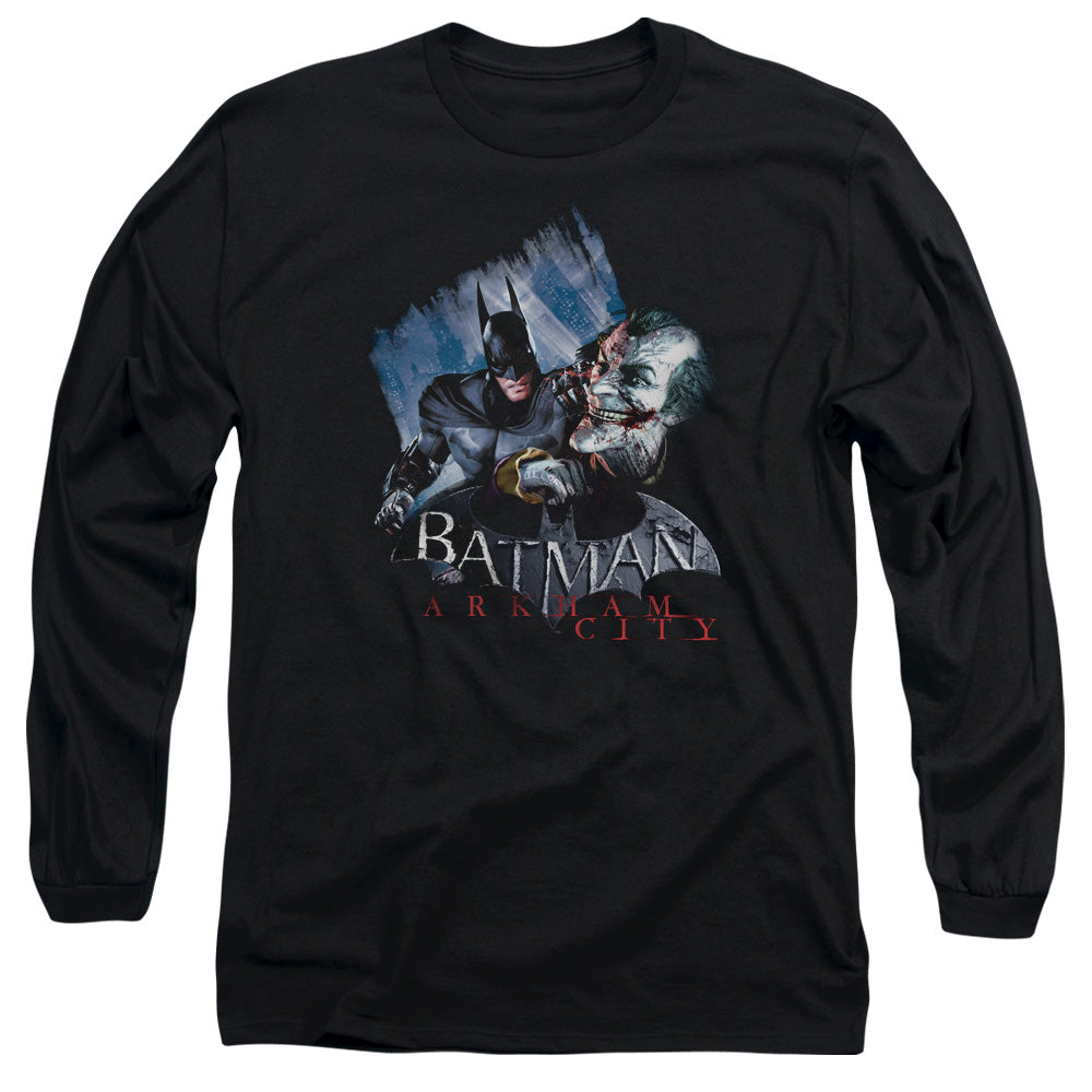 AN OFFCIALLY LICENSED ARKHAM CITY JOKES ON YOU! MEN'S LONG SLEEVE T-SHIRT BLACK