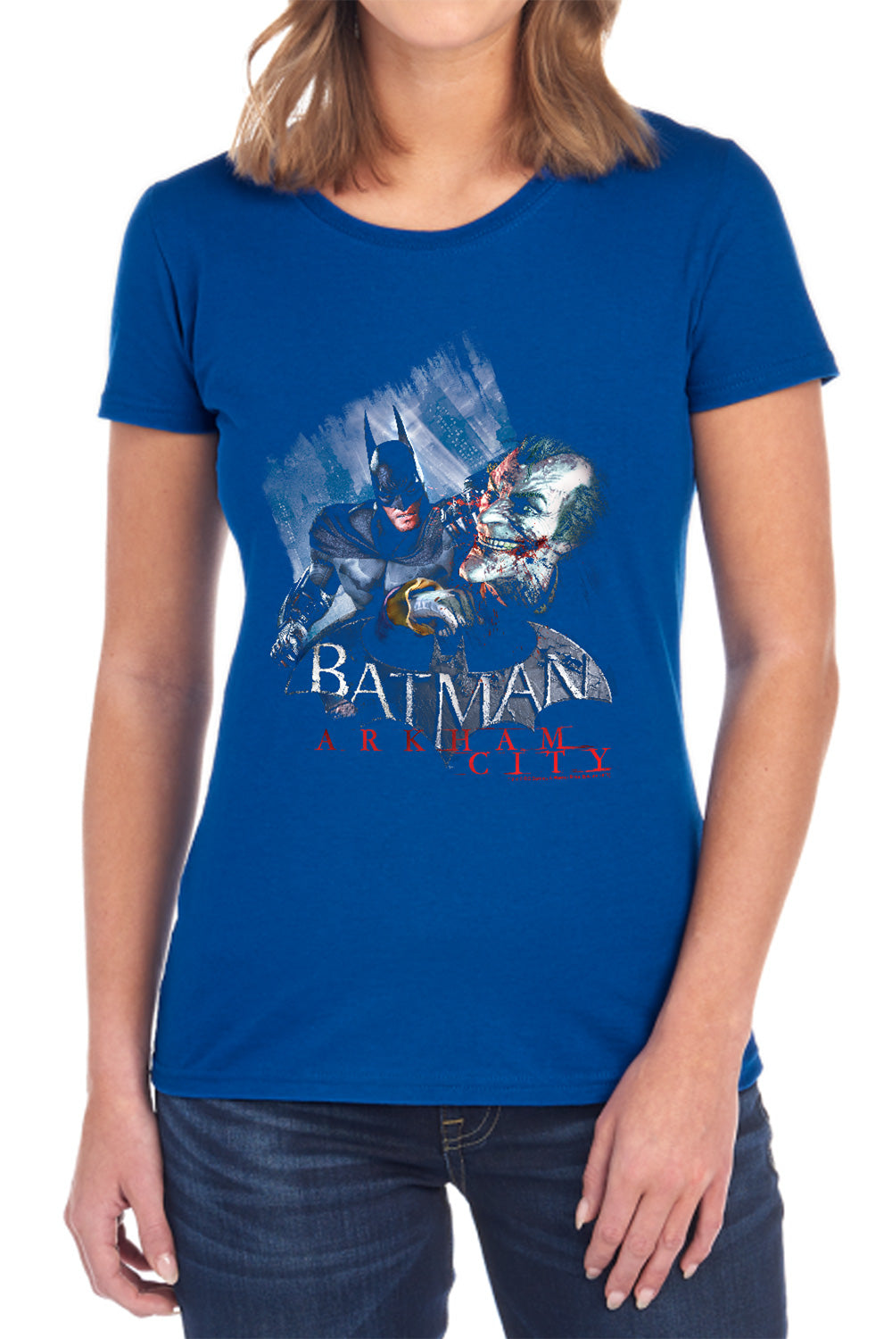 AN OFFCIALLY LICENSED ARKHAM CITY JOKES ON YOU! WOMEN'S REGULAR FIT T-SHIRT BLACK