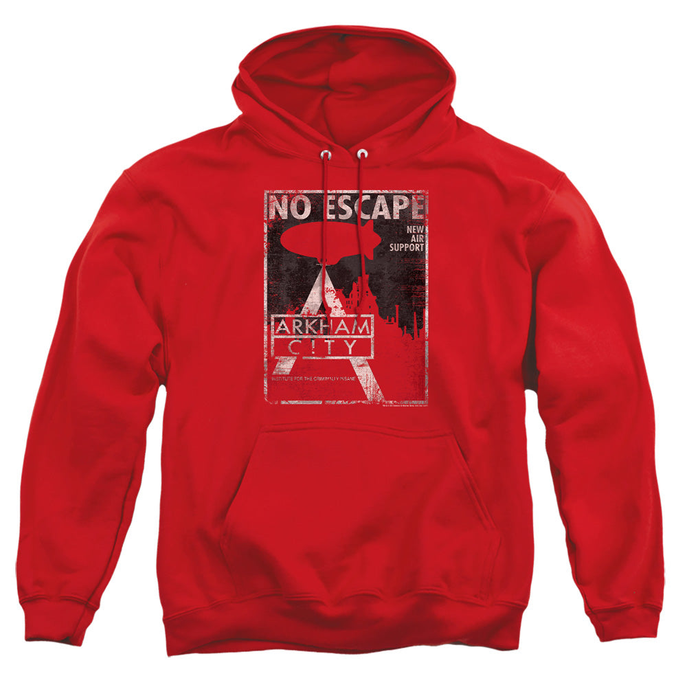 AN OFFCIALLY LICENSED ARKHAM CITY NO ESCAPE ADULT UNISEX PULLOVER HOODIE RED