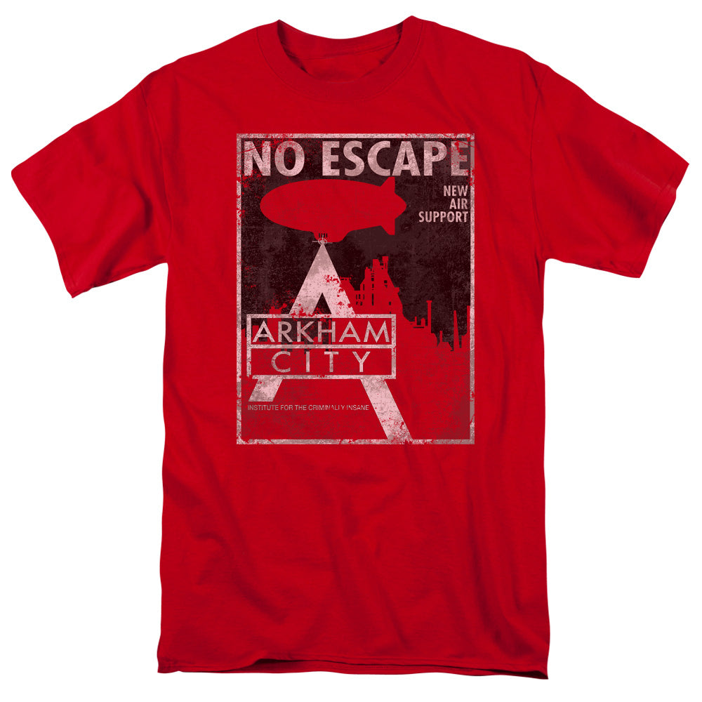 AN OFFCIALLY LICENSED ARKHAM CITY NO ESCAPE MEN'S REGULAR FIT T-SHIRT RED
