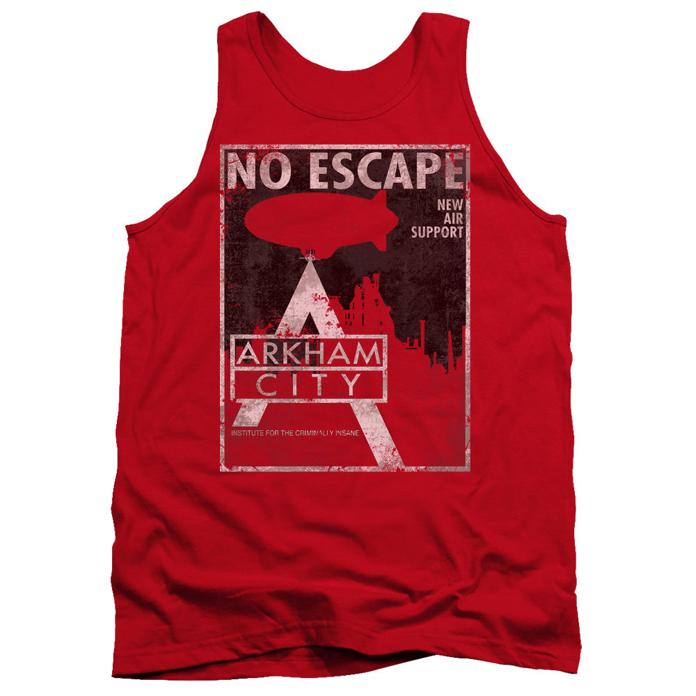 AN OFFCIALLY LICENSED ARKHAM CITY NO ESCAPE ADULT UNISEX TANK TOP RED