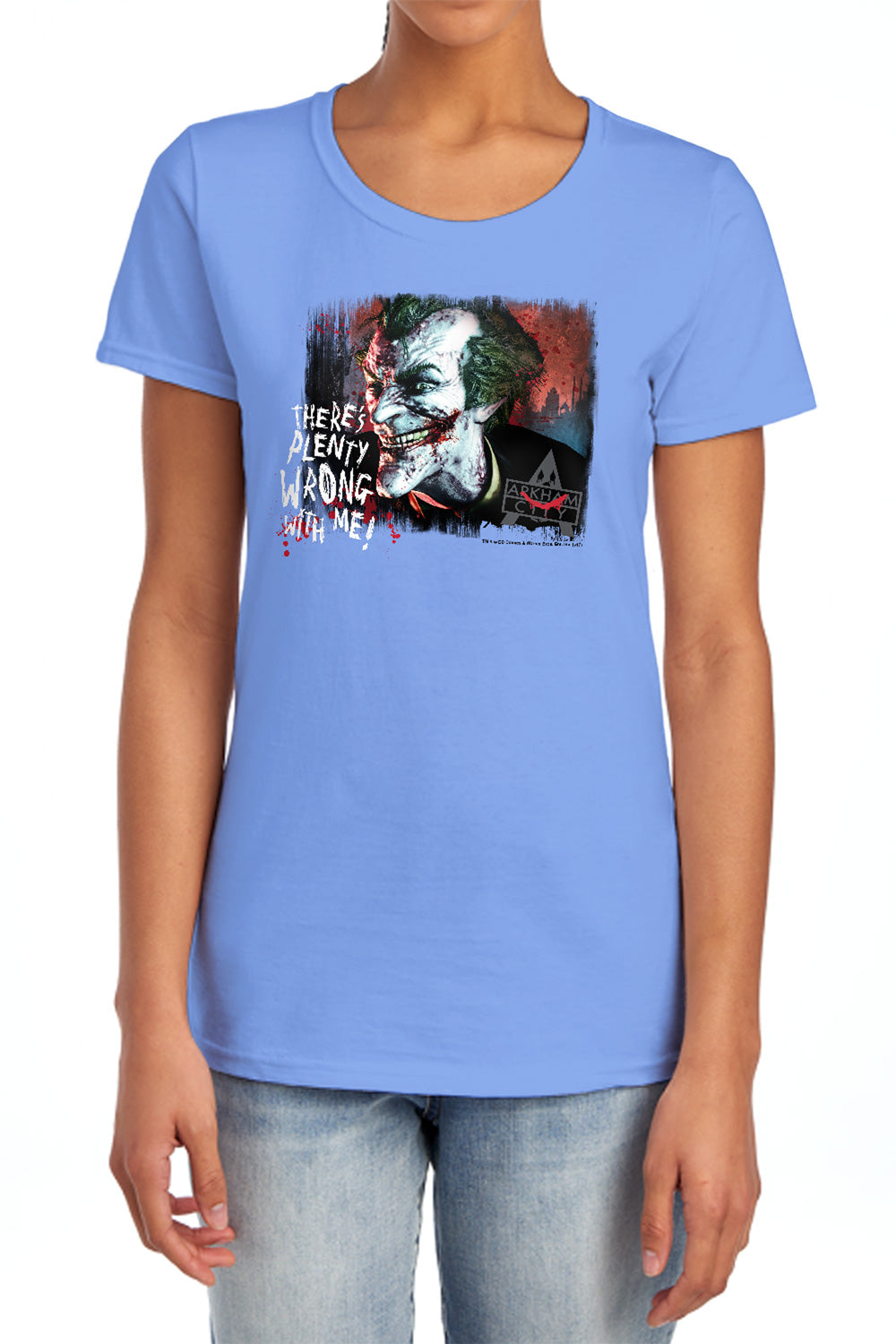 AN OFFCIALLY LICENSED ARKHAM CITY PLENTY WRONG WOMEN'S REGULAR FIT T-SHIRT CHARCOAL