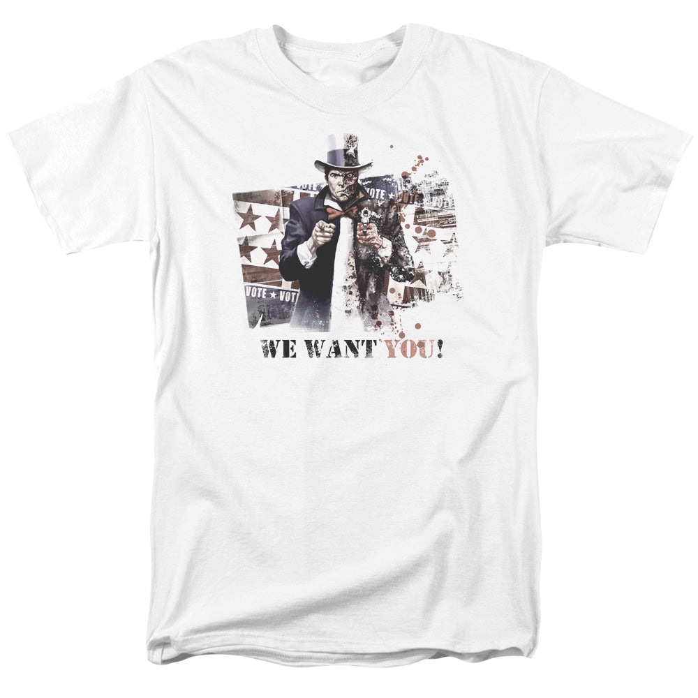 AN OFFCIALLY LICENSED ARKHAM CITY WE WANT YOU MEN'S REGULAR FIT T-SHIRT WHITE