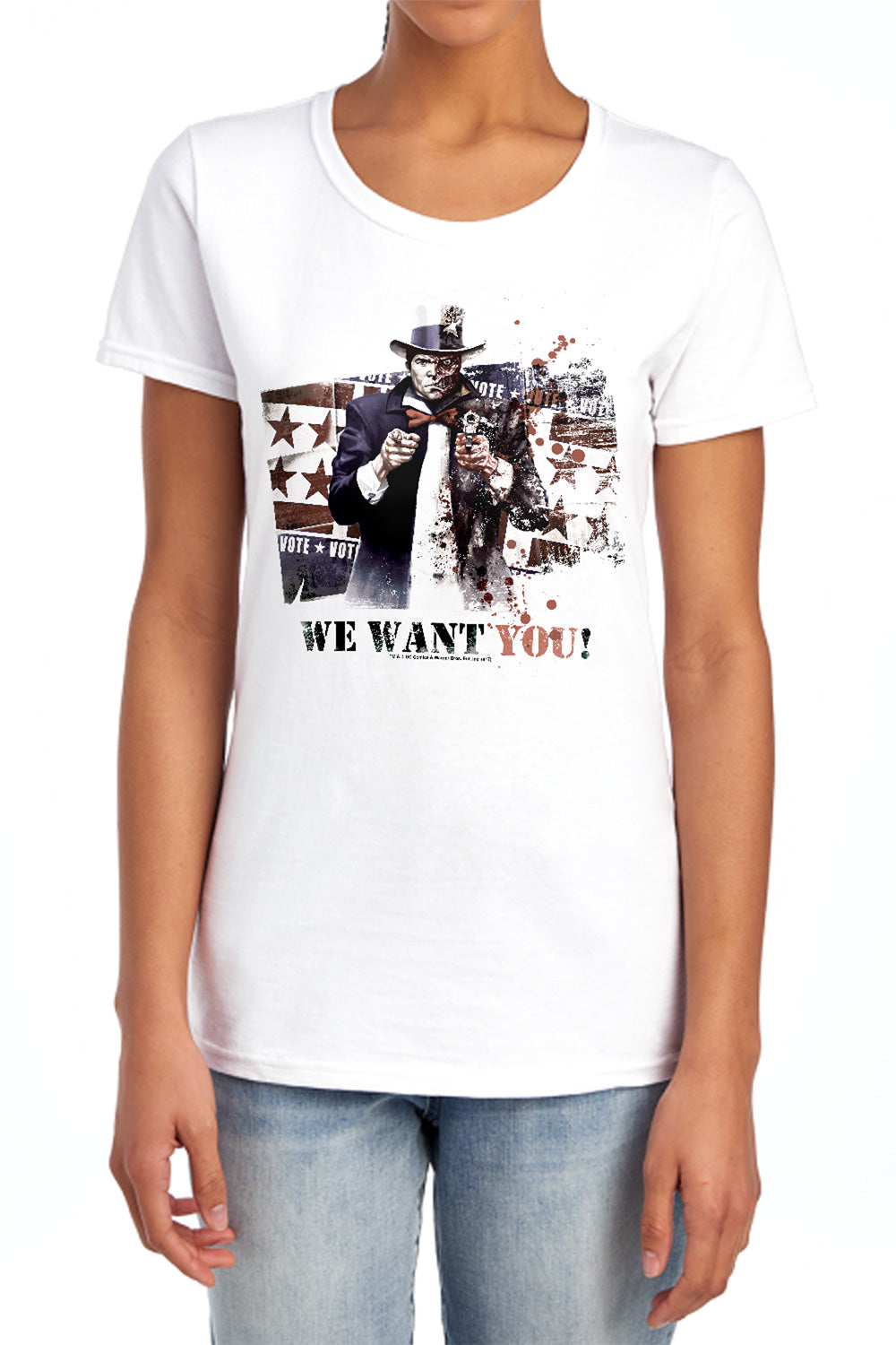 AN OFFCIALLY LICENSED ARKHAM CITY WE WANT YOU WOMEN'S REGULAR FIT T-SHIRT WHITE