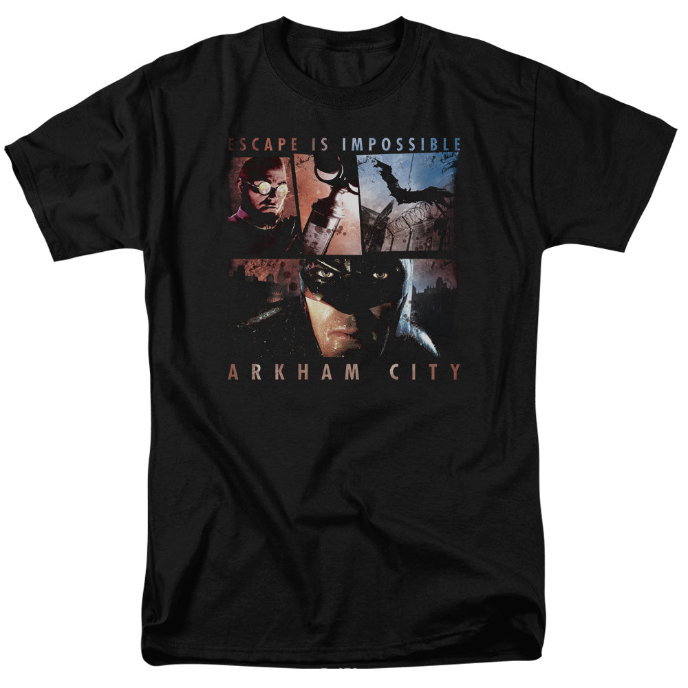 AN OFFCIALLY LICENSED ARKHAM CITY ESCAPE IS IMPOSSIBLE MEN'S REGULAR FIT T-SHIRT BLACK