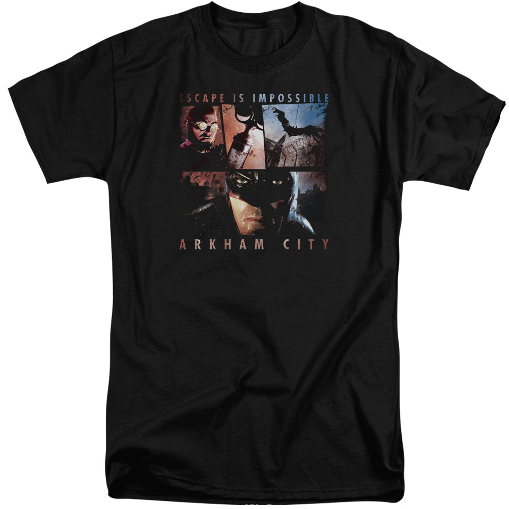 AN OFFCIALLY LICENSED ARKHAM CITY ESCAPE IS IMPOSSIBLE MEN'S TALL FIT T-SHIRT BLACK