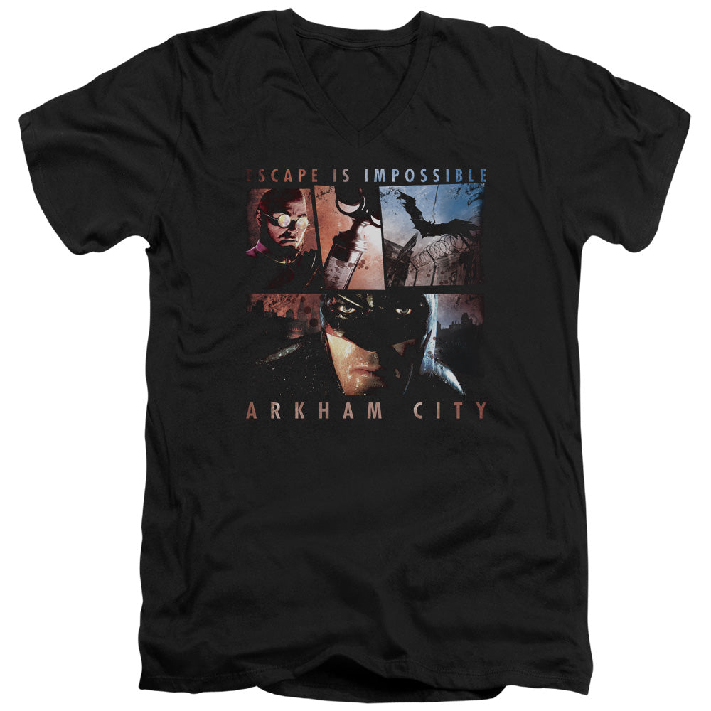 AN OFFCIALLY LICENSED ARKHAM CITY ESCAPE IS IMPOSSIBLE MEN'S V-NECK T-SHIRT BLACK
