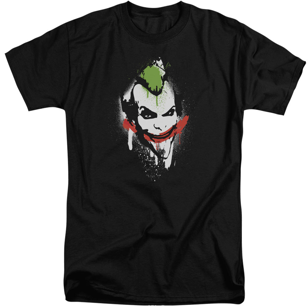 AN OFFCIALLY LICENSED ARKHAM CITY SPRAYPAINT SMILE MEN'S TALL FIT T-SHIRT BLACK