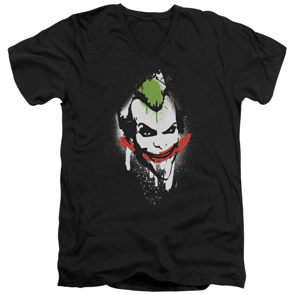 AN OFFCIALLY LICENSED ARKHAM CITY SPRAYPAINT SMILE MEN'S V-NECK T-SHIRT BLACK