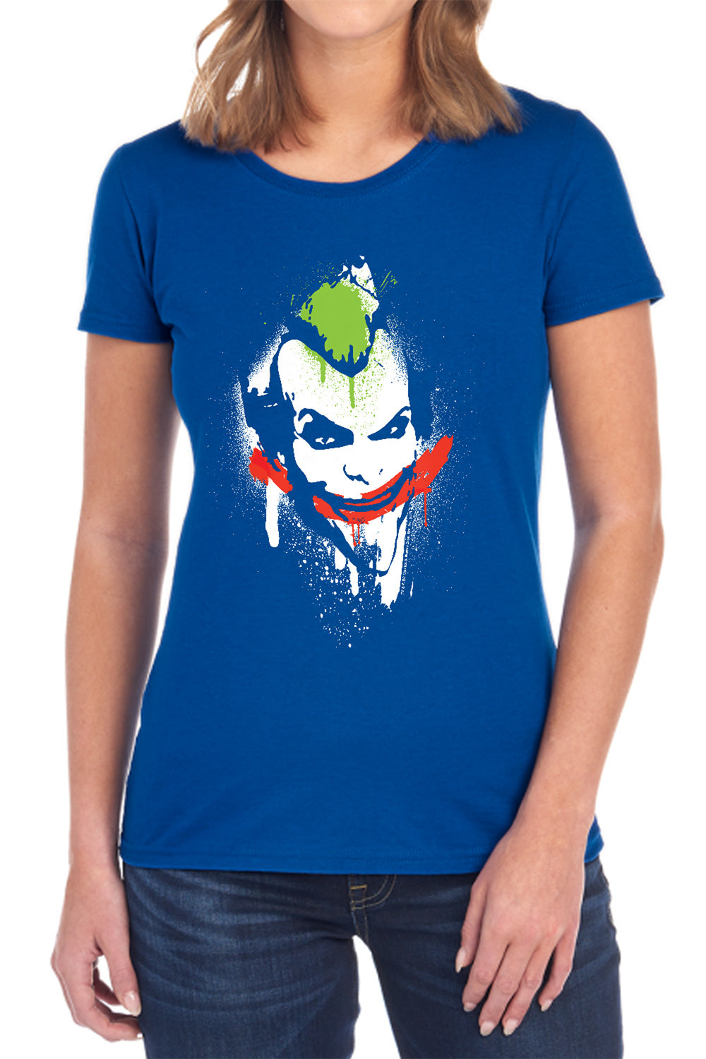AN OFFCIALLY LICENSED ARKHAM CITY SPRAYPAINT SMILE WOMEN'S REGULAR FIT T-SHIRT BLACK