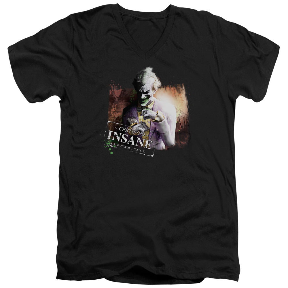 AN OFFCIALLY LICENSED ARKHAM CITY CERTIFIED INSANE MEN'S V-NECK T-SHIRT BLACK