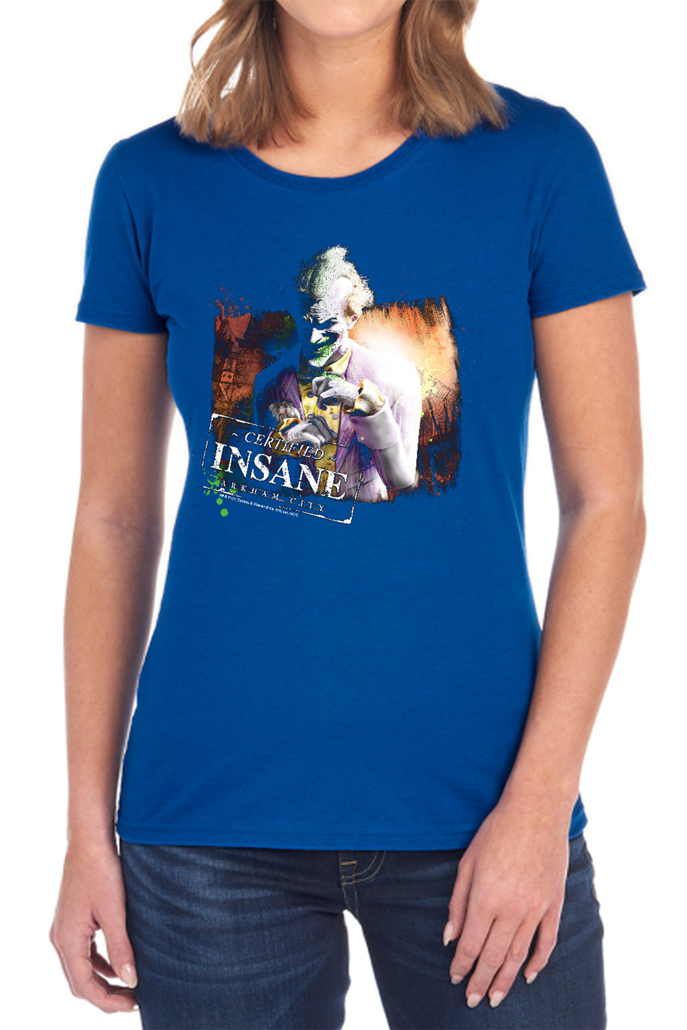 AN OFFCIALLY LICENSED ARKHAM CITY CERTIFIED INSANE WOMEN'S REGULAR FIT T-SHIRT BLACK