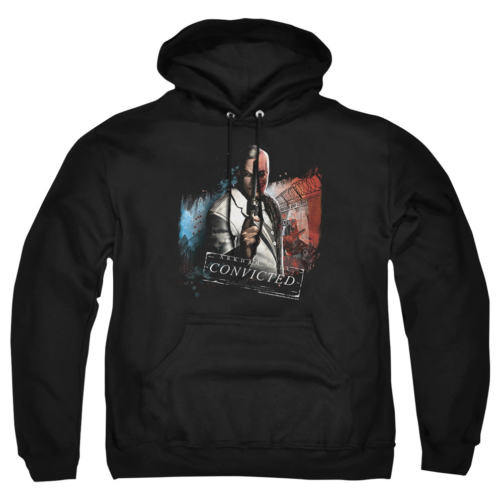 AN OFFCIALLY LICENSED ARKHAM CITY TWO FACE ADULT UNISEX PULLOVER HOODIE BLACK