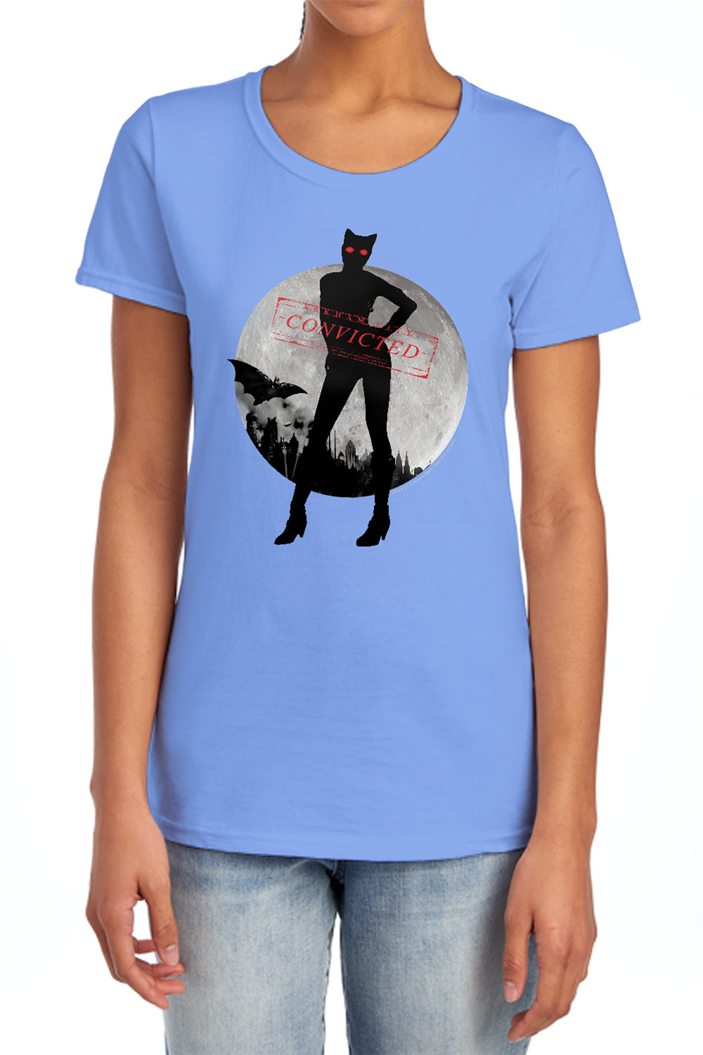 AN OFFCIALLY LICENSED ARKHAM CITY CATWOMAN CONVICTED WOMEN'S REGULAR FIT T-SHIRT CHARCOAL