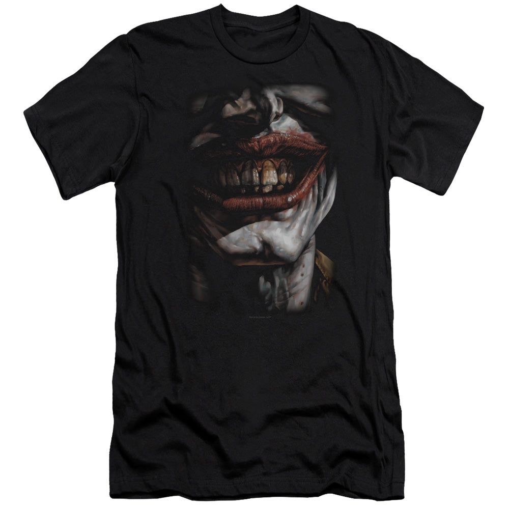AN OFFCIALLY LICENSED BATMAN SMILE OF EVIL MEN'S PREMIUM SLIM FIT T-SHIRT BLACK