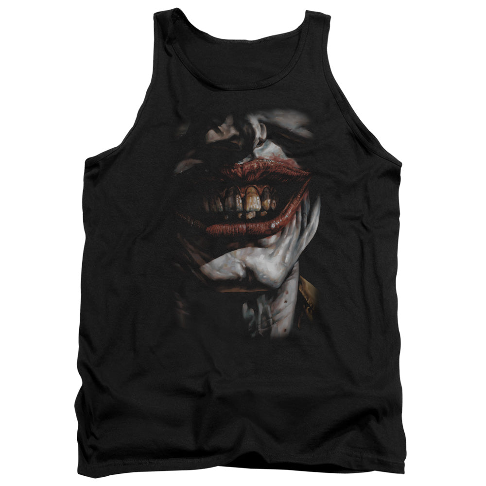 AN OFFCIALLY LICENSED BATMAN SMILE OF EVIL ADULT UNISEX TANK TOP BLACK