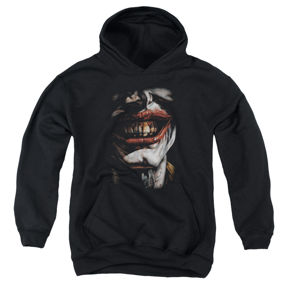 AN OFFCIALLY LICENSED BATMAN SMILE OF EVIL YOUTH HOODIE BLACK