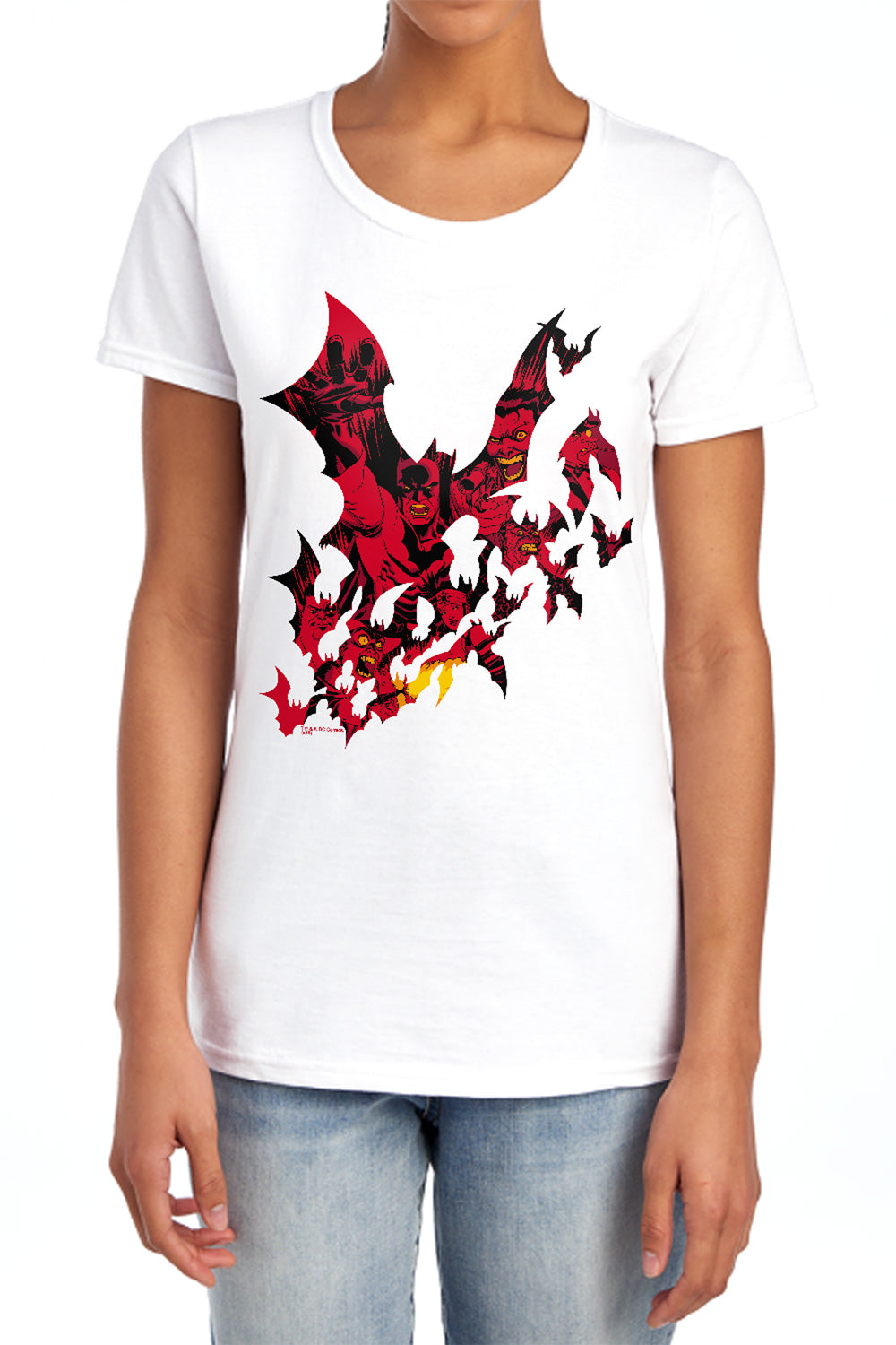 AN OFFCIALLY LICENSED BATMAN BROKEN CITY WOMEN'S REGULAR FIT T-SHIRT WHITE