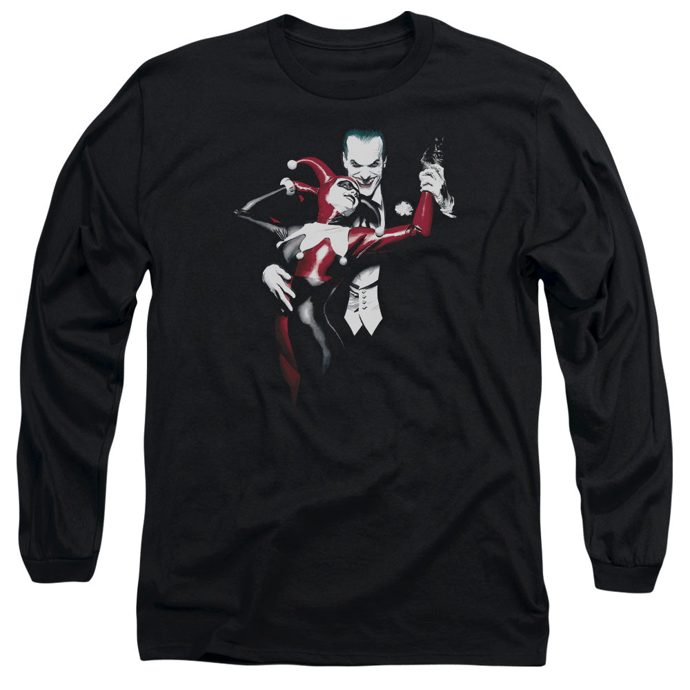 AN OFFCIALLY LICENSED BATMAN HARLEY AND JOKER MEN'S LONG SLEEVE T-SHIRT BLACK